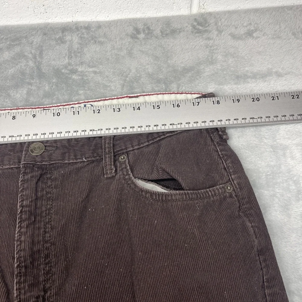 Lands' End Corduroy Pants Mens 36 Brown Low Waist Traditional Fit Tapered‎ Leg